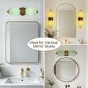 Green Glass Vintage Bathroom Vanity Light, 2-Light Wall Sconce, 5.5in 2-Light