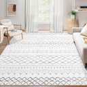 Area Rug for Living Room 6x9: Large Washable Boho Moroccan Rugs Geometric Neutral Rug, Non-Slip Foldable Morden Farmhouse Indoor Floor Carpet for Bedroom Dining Table Home(Dark Grey,6X9)