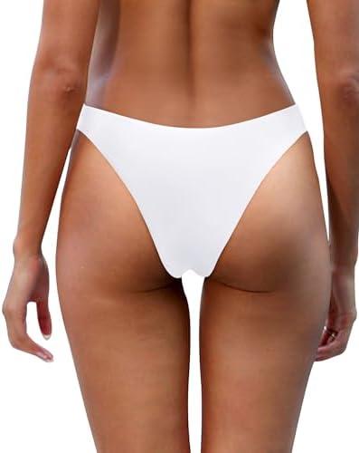 Aqua Eve Women Cheeky Bikini Bottom Brazilian High Cut Swim Bottom Low Rise Bathing Suit Bottom XS