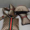 Steering Wheel Cover 7-Piece Car Comfort Kit - Premium(14-15.5 Inch) with 2 Headrest Pillows, 2 Lumbar Cushions, 2 Seat Belt Covers - No-Slip Grip & Easy Snap-On Installation, Beige