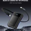 JOYFAR Portable-Charger-Power-Bank Travel Essentials Battery Pack USB C 30000mAh Built in Cable 22.5W Phone Fast Charging Powerbank Compatible with iPhone 16 15 14 13 12 11 iPad Samsung Google (Black)