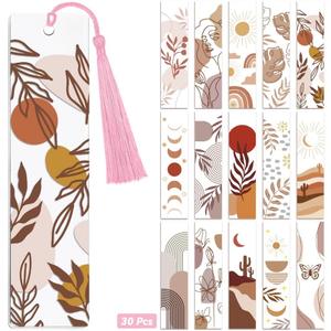 Peacoblue 30pcs UV DTF Bookmarks Transfer Stickers Wraps Bohemian Minimalism for Women Men Reading, Waterproof Bookmarkers Decal(No Blank Bookmarks) for Acrylic Plastic Metal Blank Bookmark