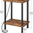 HOOBRO Side Table with Charging Station, Small End Table with USB Port and Outlet, Nightstand with 2-Layer Storage Shelves for Small Spaces, Living Room, Bedroom, Stable Frame, Rustic Brown BF09UBZ01