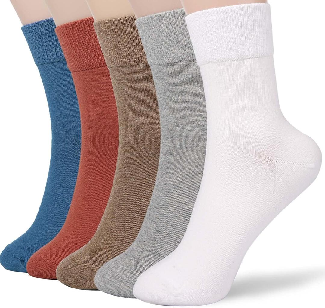 FGZ Women Thin Cotton Socks Soft Cozy Socks Cute Ankle Crew Socks 5 Pairs (L)