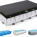 UIRWAY 8.2x14 FT Rectangular Pool Cover with Reflective Strips, Swimming Pool Cover for Above Ground Pool, Solar Cover Including Rope Tie and Luminous Ground Nails for Rectangular or Oval Pools