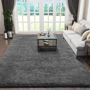 Ophanie Rugs for Living Room, Upgrade Non-Slip Fluffy Soft 5x8 Area Rug, Shag Large Fuzzy Plush Carpets for Bedroom Grey, Shaggy Gray Kids Boys Girls Dorm Nursery Home Decor Aesthetic