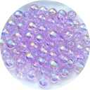 Tingoons  10mm Acrylic Round Beads Clear AB Colors Bubble Spacer Beads Loose Craft Beads for DIY Jewelry Making Bracelet Necklace Earring Ornament Wind Chimes Key Chains(Light Purple AB)