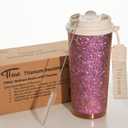 TiWell Titanium Coffee Tumbler  17oz Travel Insulated Coffee Mug with Lid and Straw, Zero Coating and Metal Leaching for Health Safety, Fits in Car Cup Holder (Pink)