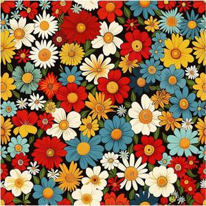 HAOKHOME Peel and Stick Wallpaper Floral Daisy Modern Removable Paper for Bathroom Red/Yellow/Blue 17.3in x 9.8ft