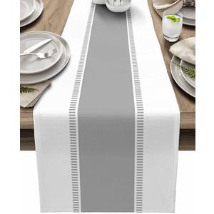 Grey Table Runners Stripes Table Runner Dresser Scarves 72 inches Long,Non Slip Modern Decortaive Table Runner Cover for Kitchen Dining Coffee Table Farmhouse Party Wedding (Texturefge0282)