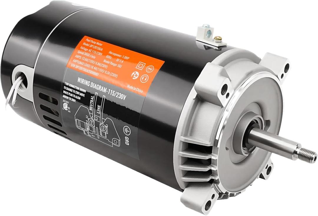 RAMATA UST1102 1 HP Swimming Pool Pump Motor, Compatible with Hayward Super Pump, Super II, Max Flow, Northstar & Jacuzzi Magnum, 115/230V, 3450 RPM, 56J Frame