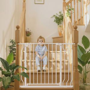 29-48" c, Baby Safety Essentials, Auto Close Gate for Doorways, Easy Install Pressure Mounted Dog Gate Indoor, Pet Gates for Dogs, White