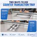 Geetery 18" x 10" Standard Deep Drop-in Deal Tray, Cash Window Tray, Heavy Duty 304 Stainless Steel, Brushed Finish, Countertop Pass-Through for Gas Stations, Banks, Restaurants & Cash Counters