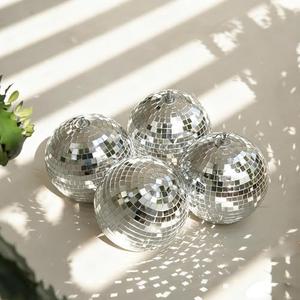 Yescom 4PCS " Mirror Disco Ball Set Small Hanging for 70s 80s Party Events Wedding DJ Dance Club Bar Stage Lighting Holiday Business Home Decor Silver