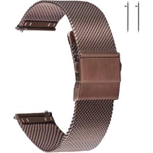 EACHE Stainless Steel Mesh Watch Band for Men Women, Quick Release Mesh Watch Straps 12mm 14mm 16mm 18mm 20mm 22mm (Mystic Bronze)