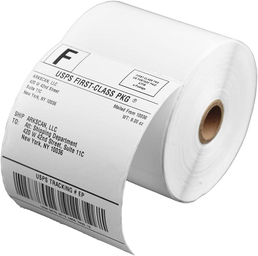 SL450 4x6 Shipping Label in 1 Roll (450 Pages per roll) Support Arkscan Label Printers, Compatible w/Zebra LP2844, Zp-450, Zp-500, Zp-505 and Other Brands, It's Designed for Direct Thermal, White.