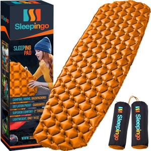 Sleepingo Ultralight Sleeping Mat - Inflatable & Compact Camping Air Mattress for Backpacking, Hiking- New (Orange)