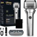Ufree Foil Shaver with Pop-Up Trimmer, 8,500 RPM Electric Razor for Men, Wet & Dry Electric Shaver with 2 Speed Modes, LED Display, Rechargeable Cordless, IPX7 Waterproof, Silver