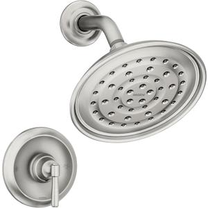 Moen Halle Spot Resist Brushed Nickel Shower Faucet Trim Set featuring Wide Showerhead and Lever Handle with Posi-Temp Valve Included, 82971SRN