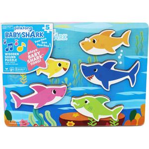 Spin Master Games, Pinkfong Baby Shark Musical Wooden Sound Puzzle, Plays Viral Song, Baby Shark Toddler Toys, for Kids Who Love Music, for Ages 2 & Up
