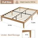 Tyndall Wood Bed Frame Full Size, 12 Inch Solid Wooden Full Platform Bed