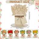 Menkxi 12 Pcs Mother's Day Wooden Coloring Crafts, Unfinished Blank Wooden Flowers Bouquet Card, DIY Mothers Day Embellishments Gift for School Classroom Activities Party Gift Favors Home Decoration