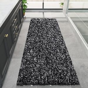 Black and White Bathroom Rugs Runner Extra Long 59.8"x29.9" Large Bath Mat Plush Shaggy Microfiber Bath Rugs Non-Slip Absorbent Bath Mat Extra Soft & Thick bath rugs for bathroom, Machine Washable