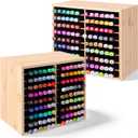Colingmill 2 Pack Marker Organizer Storage for 126 Markers Bamboo Wood Alcohol Holder Pens Pencils Stationary Holder Art Markers Storage Rack for Home Office Desk Decor, Total 252 Marker