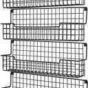 Spice Rack Wall Mount, Spice Organizer for Cabinet & Pantry Door, Set of 4 Hanging Spice Rack Saving Space for Kitchen, Black