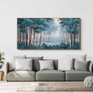 XLSJERST Large Green Tree Wall Art - Forest Landscape Canvas Picture Modern Birch Trees Nature Painting for Living Room Bedroom Dinning Room Home Decoration (24x48)