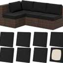 8Pcs Stretch Patio Cushion Covers, Outdoor Couch & Sofa Replacement Slipcovers for Patio Furniture Cushion Covers, Washable Reusable Furniture Protector (Square-large, Black)