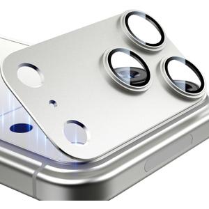 Esanik Upgrade 2 Pack for iPhone 17 Pro Camera Lens Protector, Aluminum Alloy Metal matte Case Tempered Glass Camera Screen Cover, Scratch Resistant Case Friendly (White)