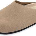 Athlefit Women's Slip On Suede Clogs Comfortable Cork Footbed Mules Shoes for Nurse Work Outdoor Travel (8, Brown)