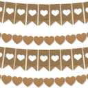 4 Pcs Vintage Valentine's Day Heart Garland Book Page Heart Garland Newspaper Bunting Strand String Banner for Valentine's Day Birthday Wedding Anniversary Engagement Nursery Party Decor