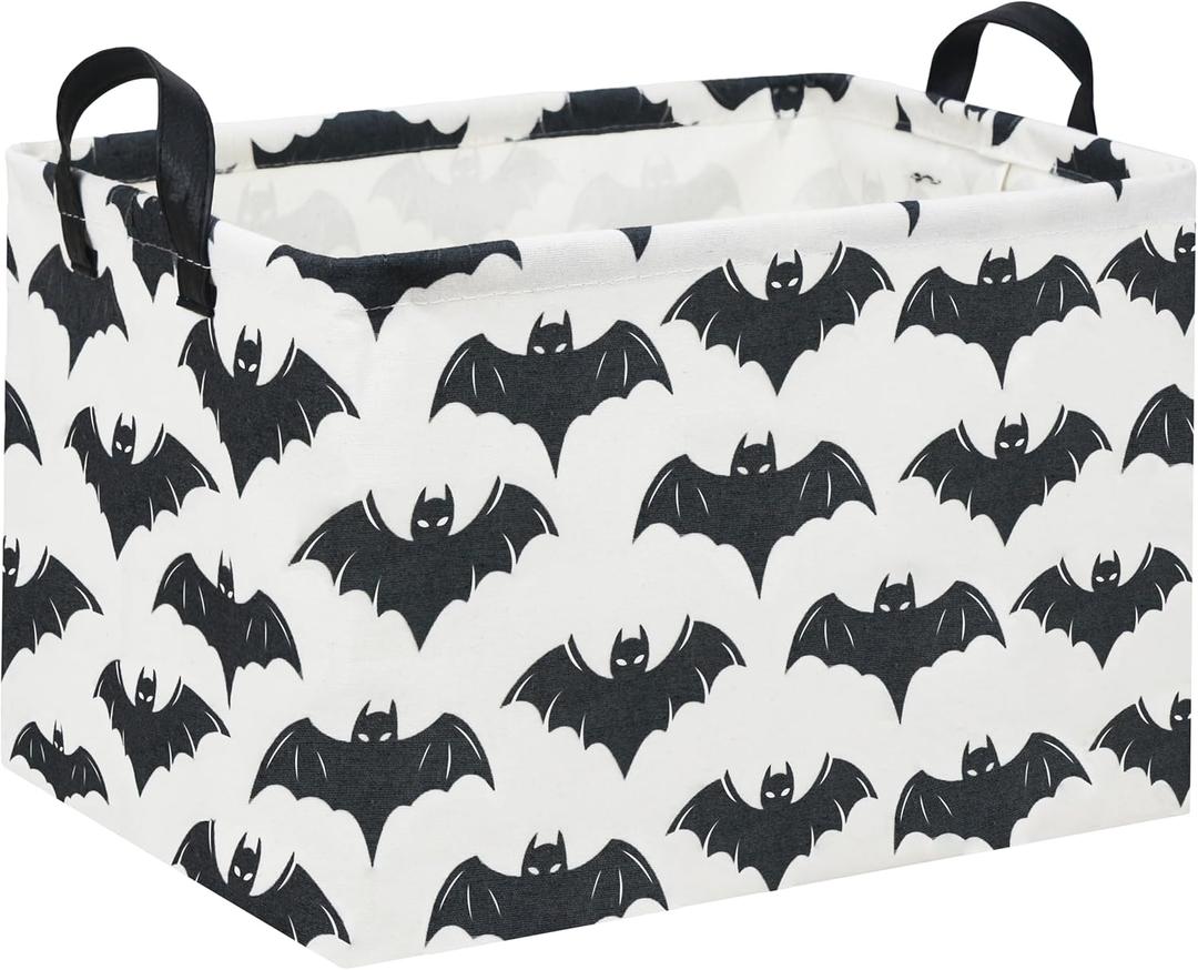 Batman Baskets for Kids Gift Basket Empty for Boys and Girls Rectangular Toy Storage Bins Organizer Bin Box Cute Bat Room Decor for Home(Black Bats)