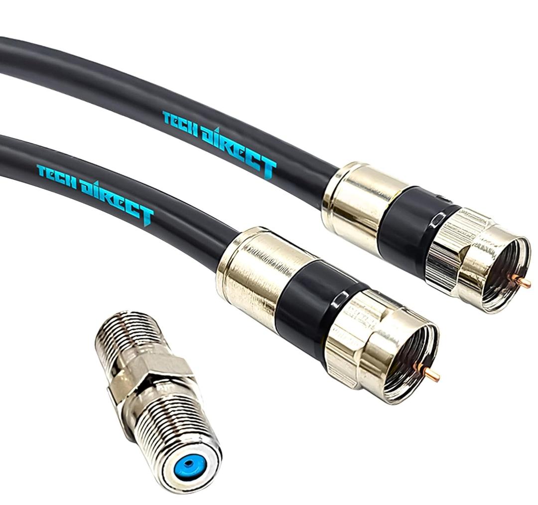10FT RG6 Coaxial Cable Black - High Speed Internet, Cable TV, Antenna, Satellite Broadband Low Resistance RG6 Coax Cable Cord Low Loss TV Cable Extension Wire with Connectors Extra-Durable