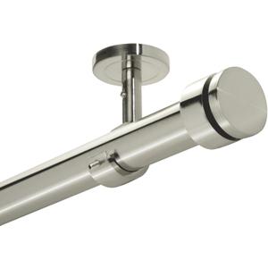Ceiling Curtain Rod 48-84, Adjustable Ceiling Mounted Curtain Rod, Ceiling Rods for Curtains with three Heavy Duty Modern Design Brackets included, Cortinero De Techo, Brushed Nickel 1 inch