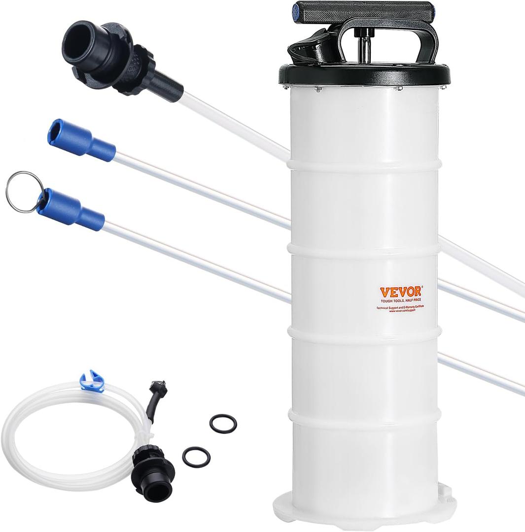 VEVOR 6.5L Manual Fluid Extractor Pump, Oil Changer Vacuum Fluid Extractor, Oil Extractor Change Pump for Automotive, Oil Change & Fluid Change Tool with Dipstick and Suction Hose (6.5L)