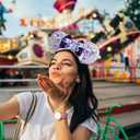 2 x Mouse Ears Birthday Girl Headbands with Dream Balloon&Shiny Sequins, for Princess Costume Cosplay Glitter Party Props, Soft Flannel, Purple; BR-FLZ