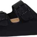 KIDMI Unisex Summer Sandals Arch Support Cork Footbed Slide Sandals with Double Adjustable Buckle for Women Men, Black Oily 41