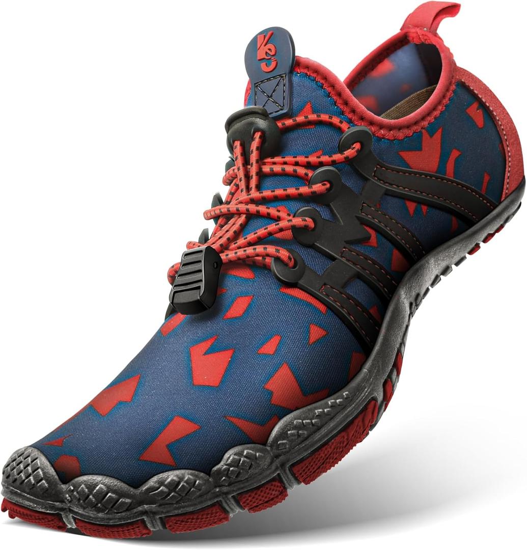 BULLIANT Water Shoes Men, Unisex Barefoot Aqua Shoes for Men Women Hiking Swimming Shoe (Purplish Blue/Rose Red2187)