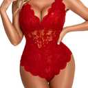 Namifin Women's Lingerie One Piece Teddy Bodysuit Red, Size: Large