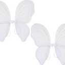 Beistle White Fairy Wings  2 Pack, Small Lightweight Nylon Butterfly Costume Wings with Elastic Straps, Fantasy Cosplay Accessories for Halloween, Fairy Dress-Up Parties and Events, 14.5 x 16