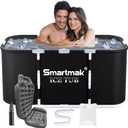 Smartmak Ice Bath Tub with Cover, Portable XL Large Cold Plunge Tub for Athletes, Cold Water Pod Tub Therapy and Recovery, Cold Immersion Training Baths at Home Outdoor Plunge Pool, Black