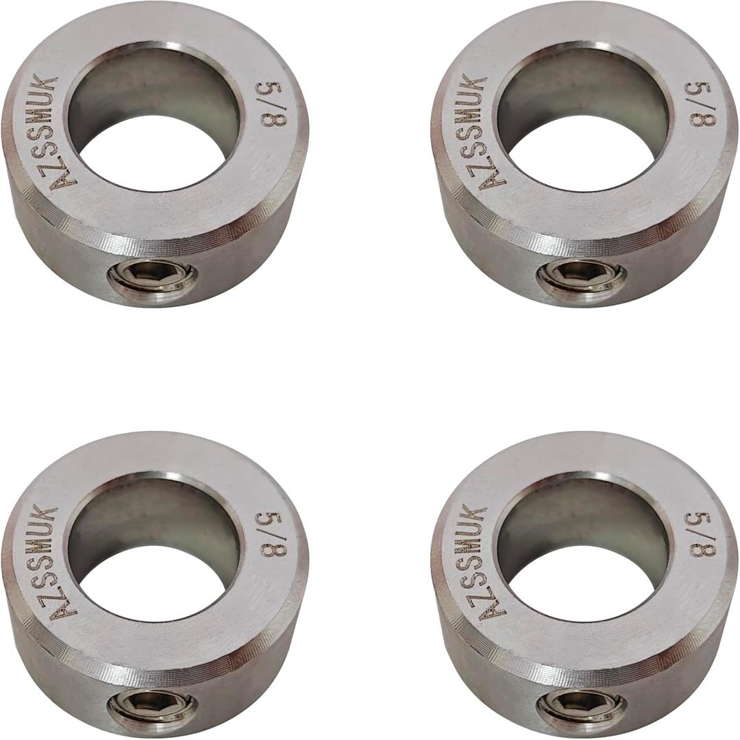 AZSSMUK 5/8" Shaft Collar Stainless Steel Lock Axle Collar Clamp Set Screw,4-Packed