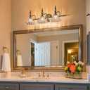 HDDFL Bathroom Light Fixture 3 Lights Brushed Nickel Vanity Lighting Fixtures Modern Wall Sconces Wall Lights for Bedroom Bathroom Hallway Living Room, 25.2in, MJ-SN98-3