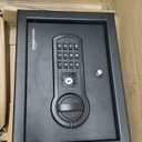 Amazon Basics Steel Security Safe and Lock Box with Electronic Keypad, Secure Documents Storage, Black, 0.5 Cubic Feet, 13.8"W x 9.8"D x 9.8"H, Removable Shelf