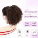 Drawstring Curly Ponytail Extensions for Black Women Pink Mango Protein Silk Fiber Human Hair Soft Feeling Afro Kinky Curly Hair Puff Pony tails Lightweight, Soft Natural Budget for Daily Styles