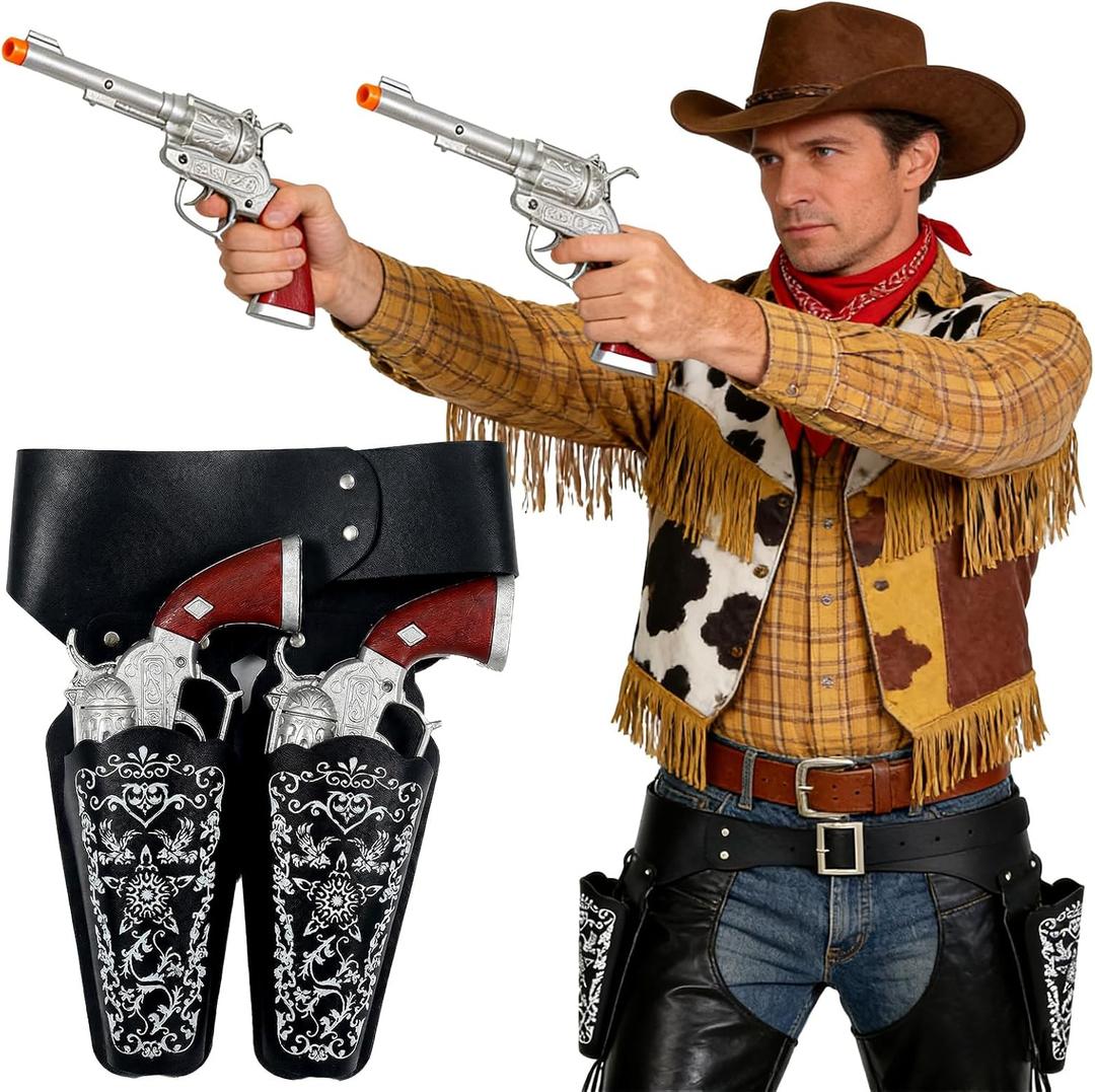 Western Cowboy Fake Weapon with Adjustable Belt Halloween Party Costume Accessory for Men and Women