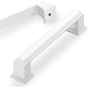 Lardmon 10 Pack 3.75 Inch(96mm) Hole Center Matte White Modern Cabinet Pulls Kitchen Cabinet Handles Kitchen Cabinet Hardware Timeless Drawer Pulls for Dresser Cupboard Wardrobe, Matte White(3.75x10)